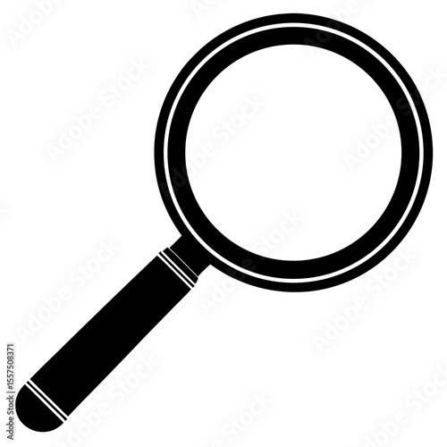 vector magnifying glass silhouette on white background