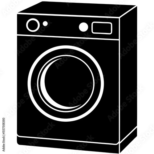 washing machine vector silhouette on white background