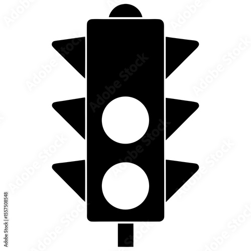 green traffic light silhouette on white background