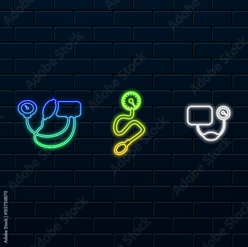 Blood pressure kit vector graphic. neon style. beautiful design and fully editable vector for print media web