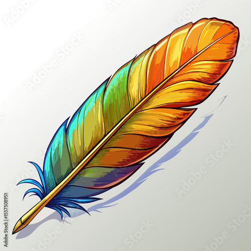 Colorful feather design with isolated background for artistic and decorative use