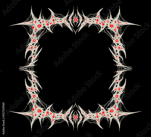 neo tribal vector frame in spiked gothic style, dark and intense, perfect for stickers, posters, tattoos, or metal artwork borders