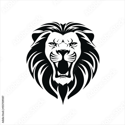 Lion Roar Vector Illustration - Dominant Big Cat Head On Graphic