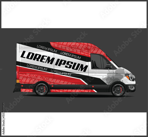 Red and Black Van Graphic Design Template Side