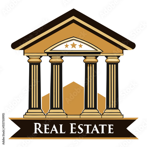 Ancient Greek marble columns: vector illustration of classical architectural pillars for banks, temples, and museums