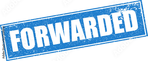Blue Forwarded Rubber Stamp Word Text Written in Reverse Grunge Button Vector in Double Sharp Border, Vintage, Transparent Background, Svg, Png