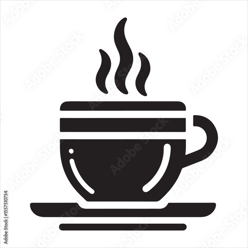 Steaming Coffee Cup Silhouette - A Moment of Warmth 