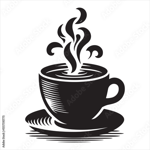Steaming Coffee Cup Silhouette - A Moment of Warmth 