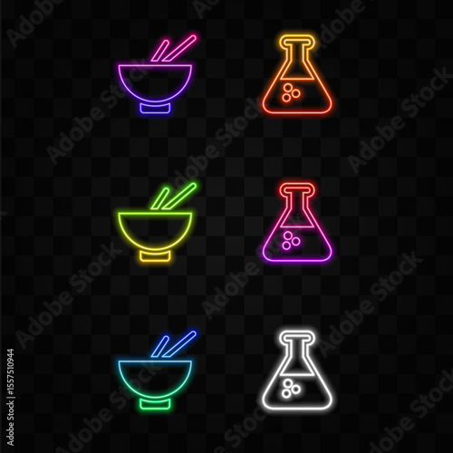 Laboratory Flask Glass Icon Vector Logo Template Illustration Design. neon style.
