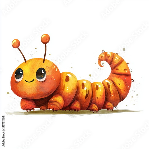 Wallpaper Mural Caterpillar is a cartoon character. Cute insect. Hand-drawn illustration isolated on a white background Torontodigital.ca