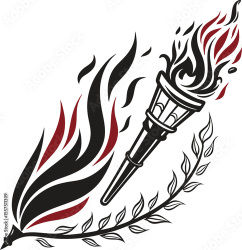 Vector illustration of a burning fire and flame design, a hot symbol of heat and light