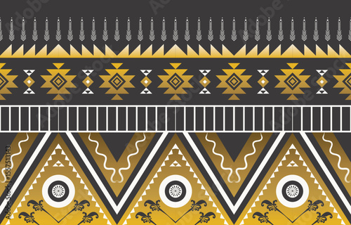 Aztec geometric print. Seamless golden pattern in tribal. American patterns. Abstract background with ethnic Aztec ornament. Design for background, wallpaper, Fabric, clothing, scarf.