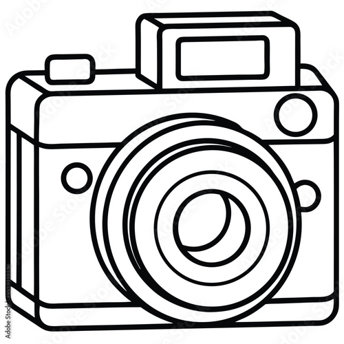Camera line art on withe background
