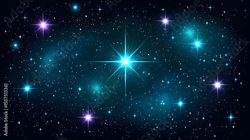 Wallpaper Mural Stunning Teal Night Sky with Bright Stars and Galaxy Torontodigital.ca