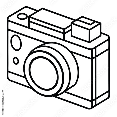 Camera line art on withe background
