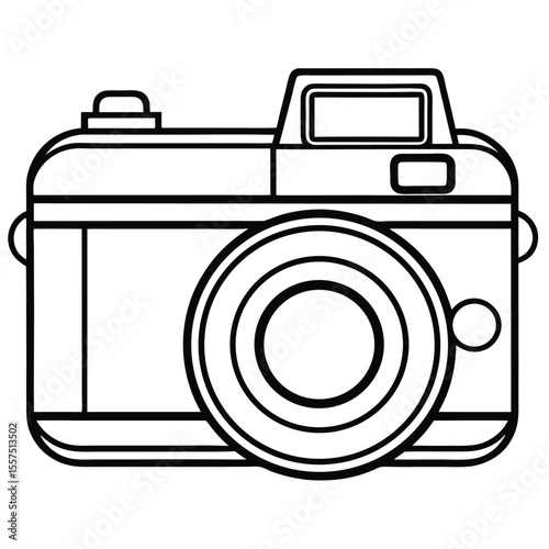 camara line art on white background