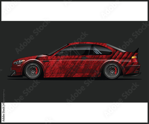 Red and Black Racing Car Design Side view