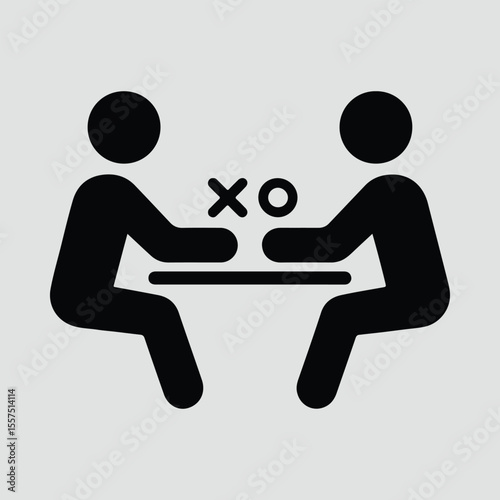 Silhouette Tic Tac Toe game between two players Vector illustration
