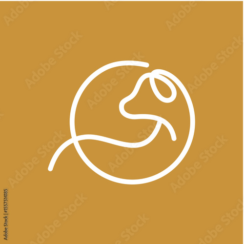 Minimalistic Line Art Dog Design on a Solid Background