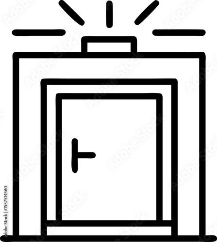 The image depicts an open wooden door within a doorframe, suggesting an entrance or exit to a room or space
