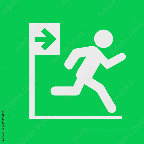 emergency Exit Vector Green Background