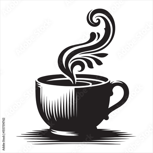 Steaming Coffee Cup Silhouette - A Moment of Warmth 