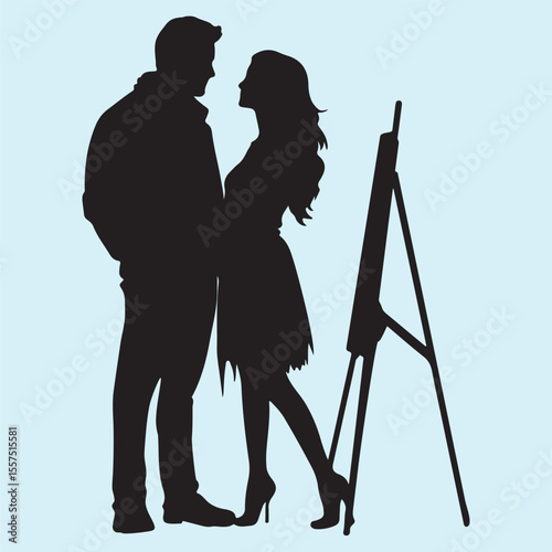 Silhouette of a Couple Painting