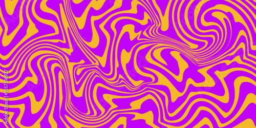 Set of Wavy Seamless Trippy Patterns in Psychedelic Colors. Abstract Vector Swirl Backgrounds. 1970 Aesthetic Textures with Flowing Waves