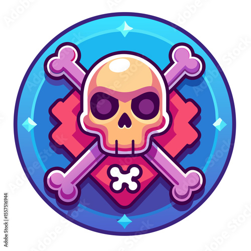 Skull and crossbones pirate flag symbol with danger and poison warning