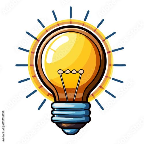 A light bulb with a golden light bulb and a multicolored background