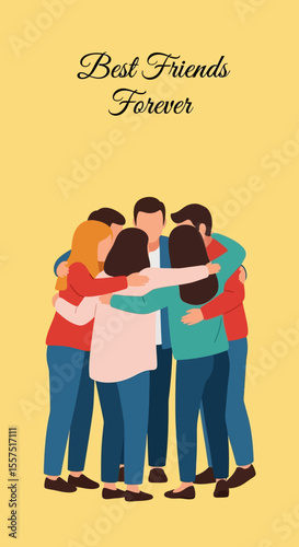 Group of Friends Embracing, Best Friends Forever