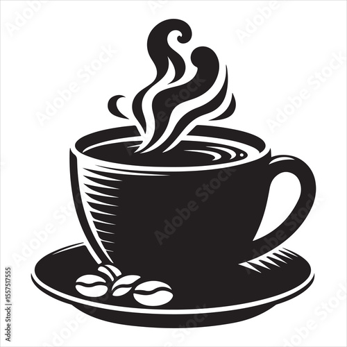 Steaming Coffee Cup Silhouette - A Moment of Warmth 