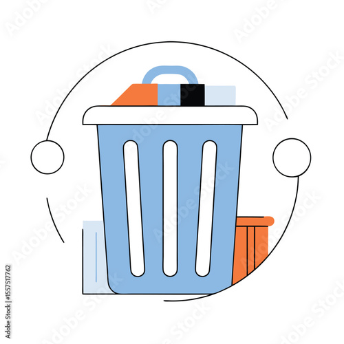 Trash bin garbage icon in comic style trash bucket vector cartoon illustration pictogram garbage basket business concept splash effect