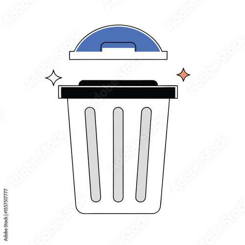 Trash bin garbage icon in comic style trash bucket vector cartoon illustration pictogram garbage basket business concept splash effect