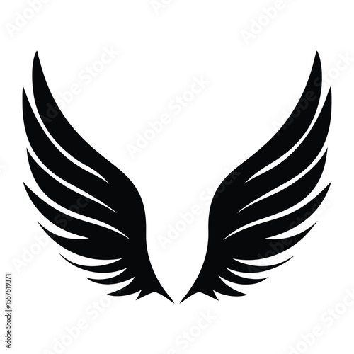 Feathered wings vector illustration featuring an eagle or angel symbol design, perfect for tattoos or logos