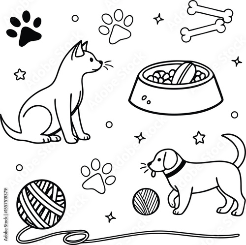 Here's a concise description combining your terms:

A vector illustration of a wild black bear and dog animal silhouette