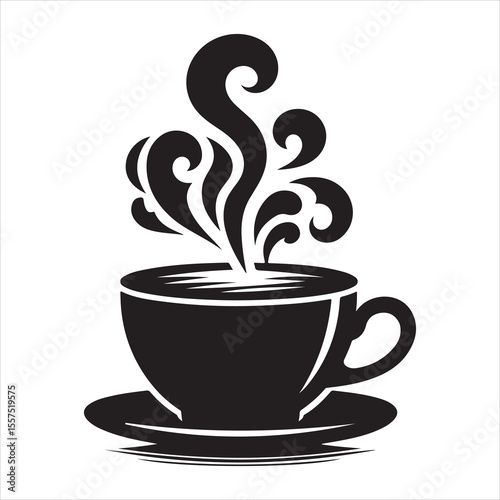 Steaming Coffee Cup Silhouette - A Moment of Warmth 