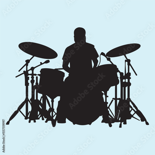 drummer in the stage, silhouette of a drummer