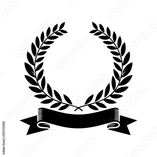 Elegant And Minimalist laurel  Wreath with Riboon Badge.