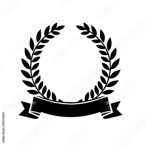 Elegant And Minimalist laurel  Wreath with Riboon Badge.