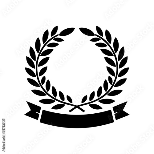 Elegant And Minimalist laurel  Wreath with Riboon Badge.