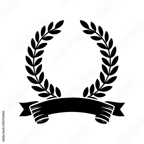 Elegant And Minimalist laurel  Wreath with Riboon Badge.
