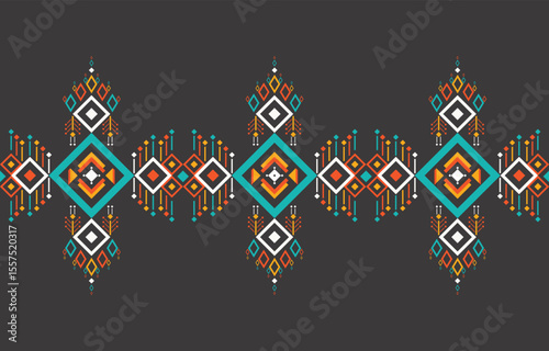 Tribal seamless colorful pattern. Aztec geometric print. American patterns. Abstract background with ethnic Aztec ornament. Design for background, wallpaper, Fabric, clothing, scarf.