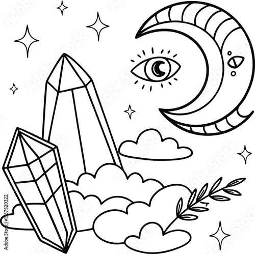 A whimsical cartoon moon and stars illuminate a sailboat on a tranquil sea, an iconic symbol of summer travel and adventure