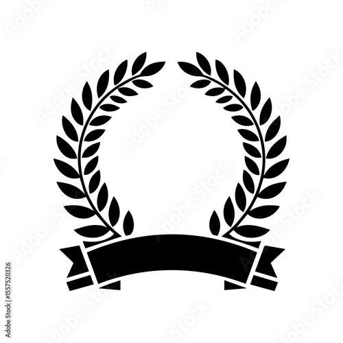 Elegant And Minimalist laurel  Wreath with Riboon Badge.