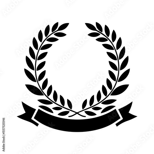 Elegant And Minimalist laurel  Wreath with Riboon Badge.