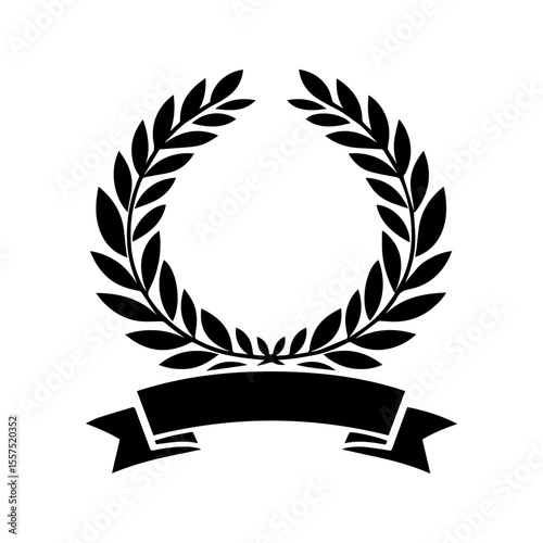 Elegant And Minimalist laurel  Wreath with Riboon Badge.
