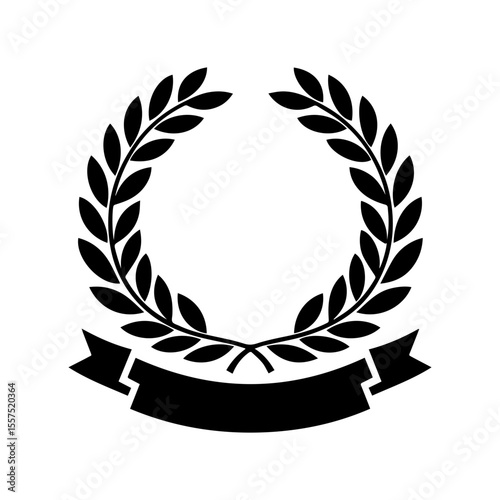 Elegant And Minimalist laurel  Wreath with Riboon Badge.