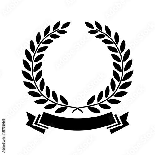 Elegant And Minimalist laurel  Wreath with Riboon Badge.