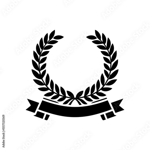 Elegant And Minimalist laurel  Wreath with Riboon Badge.